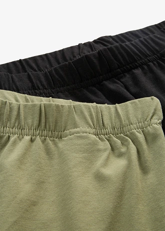 Korte legging (set van 2) • olijfgroen+zwart • bonprix online shop