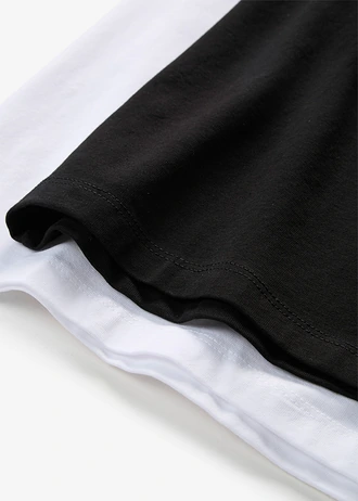 Lange spaghetti top met biologisch katoen (set van 2) • wit+zwart • bonprix online shop