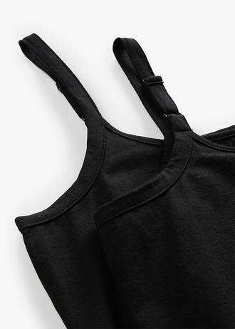 Lange spaghetti top met biologisch katoen (set van 2) • zwart • bonprix online shop