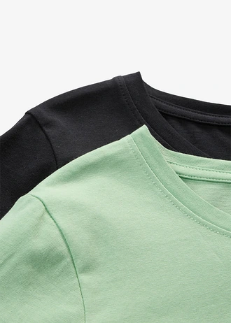 Jersey jurk van puur katoen (set van 2) • mint+zwart • bonprix online shop