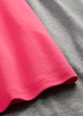 Rochie din tricot (2 buc.) • pink-hibiscus + gri melanj • magazin bonprix