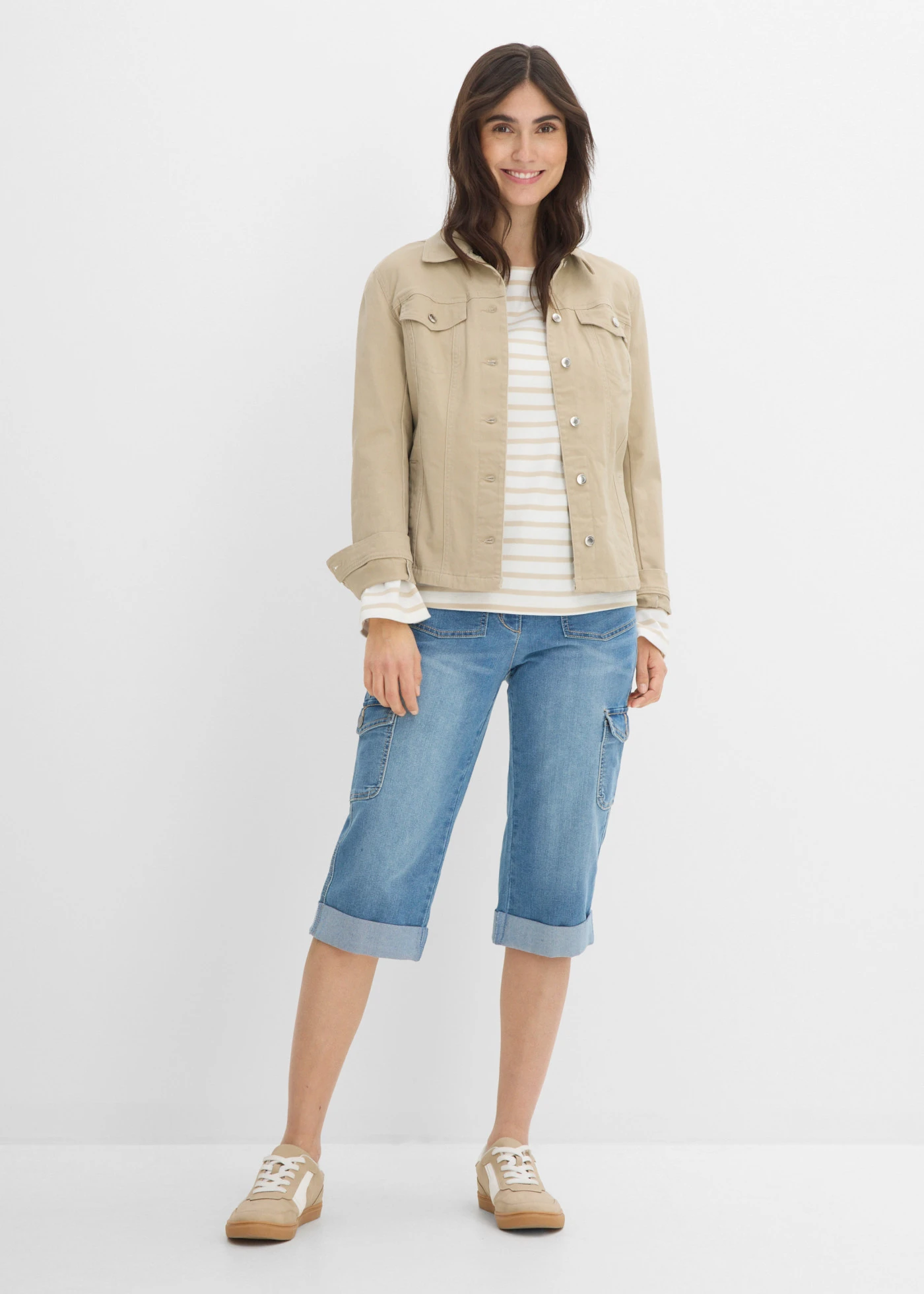 Strečové cargo džíny, Mid Waist • ledově modrý denim • bonprix obchod