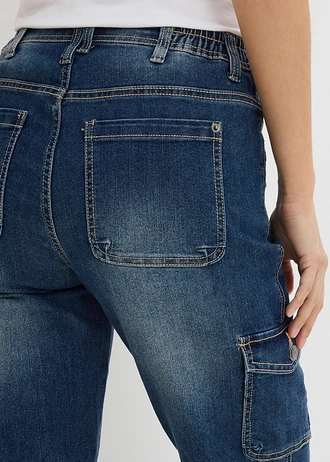 Stretch cargo jeans, mid waist • donkerblauw denim • bonprix online shop