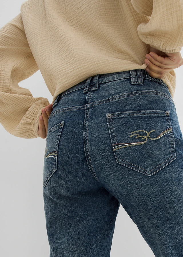 Jean droit, taille mi-haute, extensible • bleu nuit denim • product-page.page-title-suffix