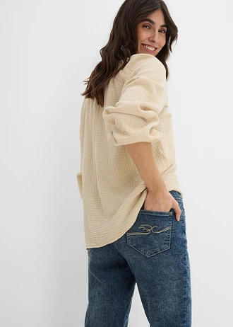 Pantaloni stretch cu talie medie, drepți • albastru întunecat denim • magazin bonprix