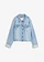 Veste en jean avec empiècement dentelle, Couleur: bleu clair denim