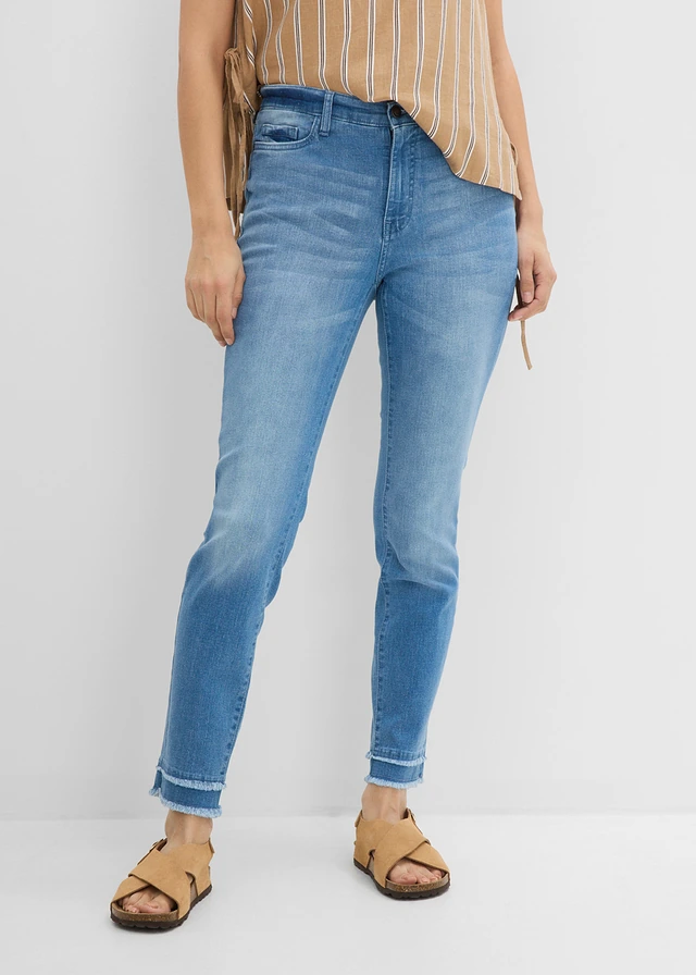 Jean 7/8 Ultra Soft, Couleur: bleu clair denim used