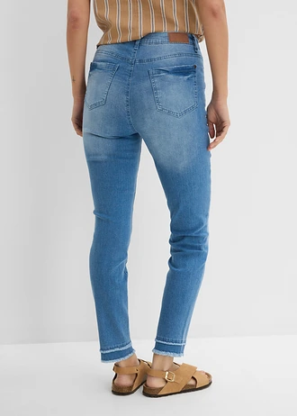 Bardzo miękkie dżinsy 7/8, kolor: jasnoniebieski denim "used"