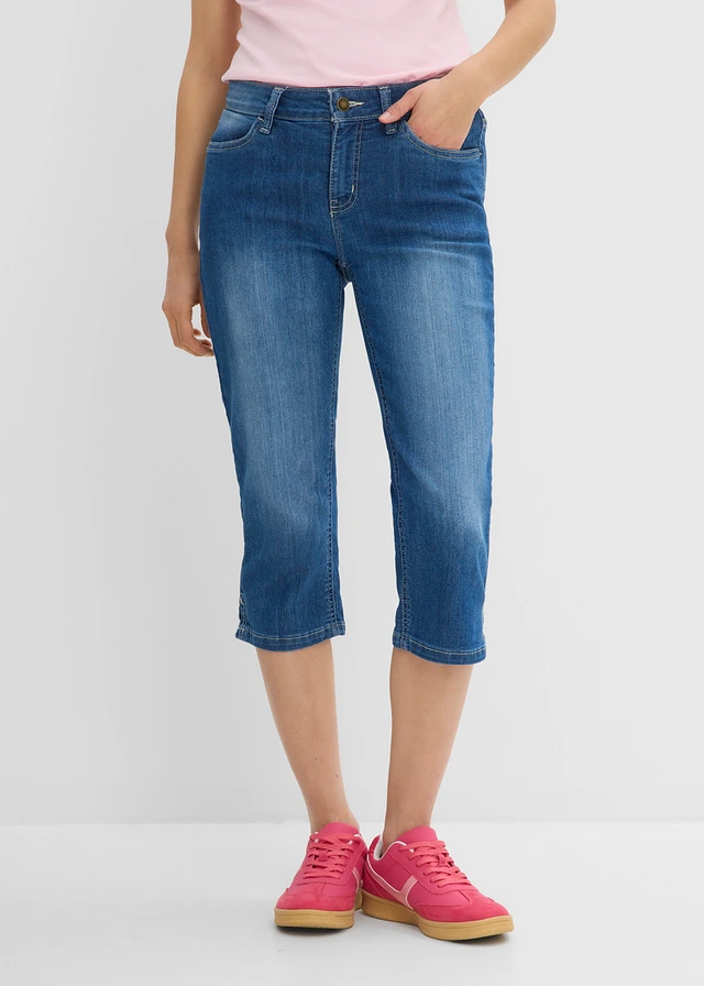 Lot de 2 jeans corsaire, Couleur: bleu + bleu clair used