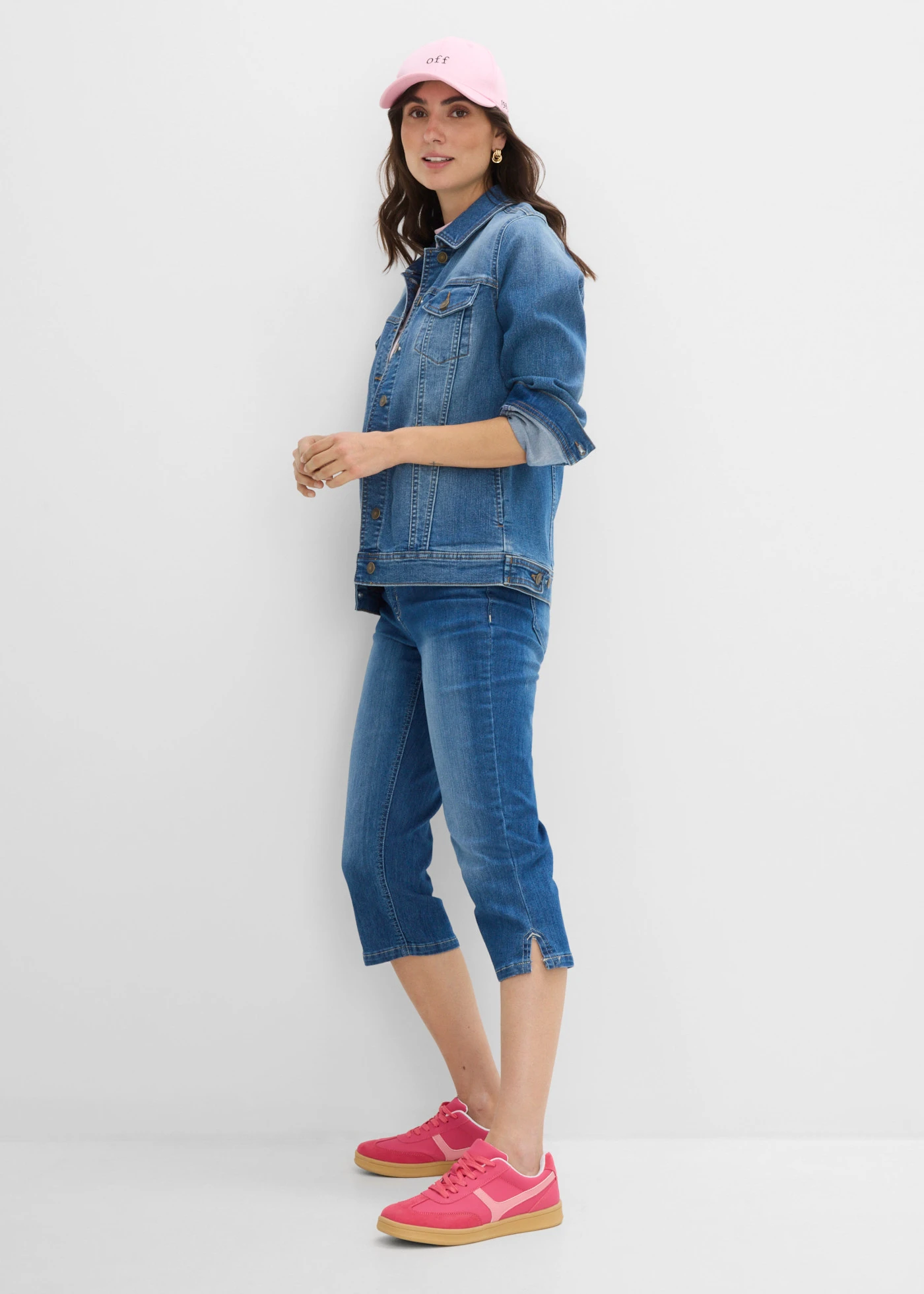 Blugi capri (set/2 buc.) • albastru + bleu uzat • magazin bonprix