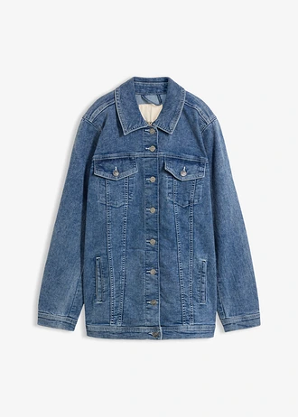 Veste en jean extensible, coupe boyfriend, Couleur: bleu denim used