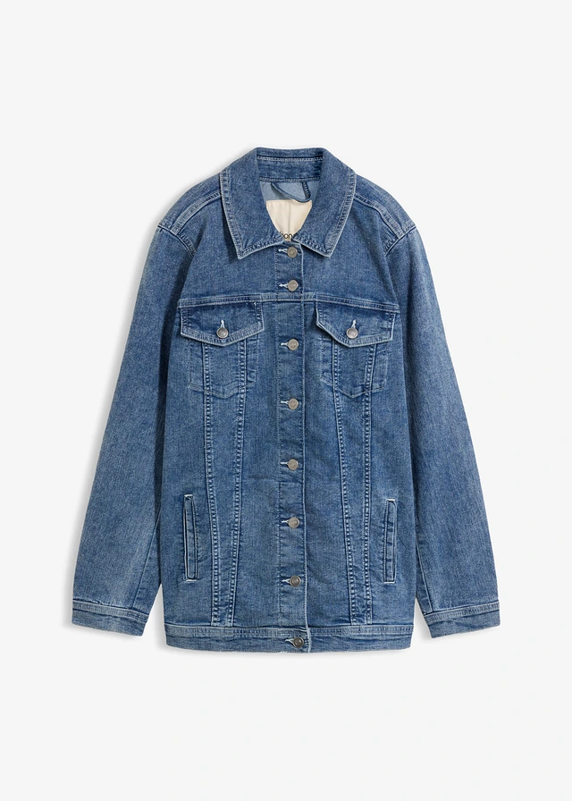 Veste en jean extensible, coupe boyfriend • bleu denim used • Boutique bonprix