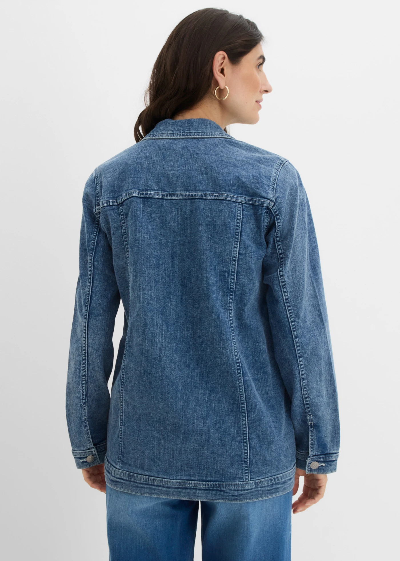 Veste en jean extensible, coupe boyfriend • bleu denim used • Boutique bonprix