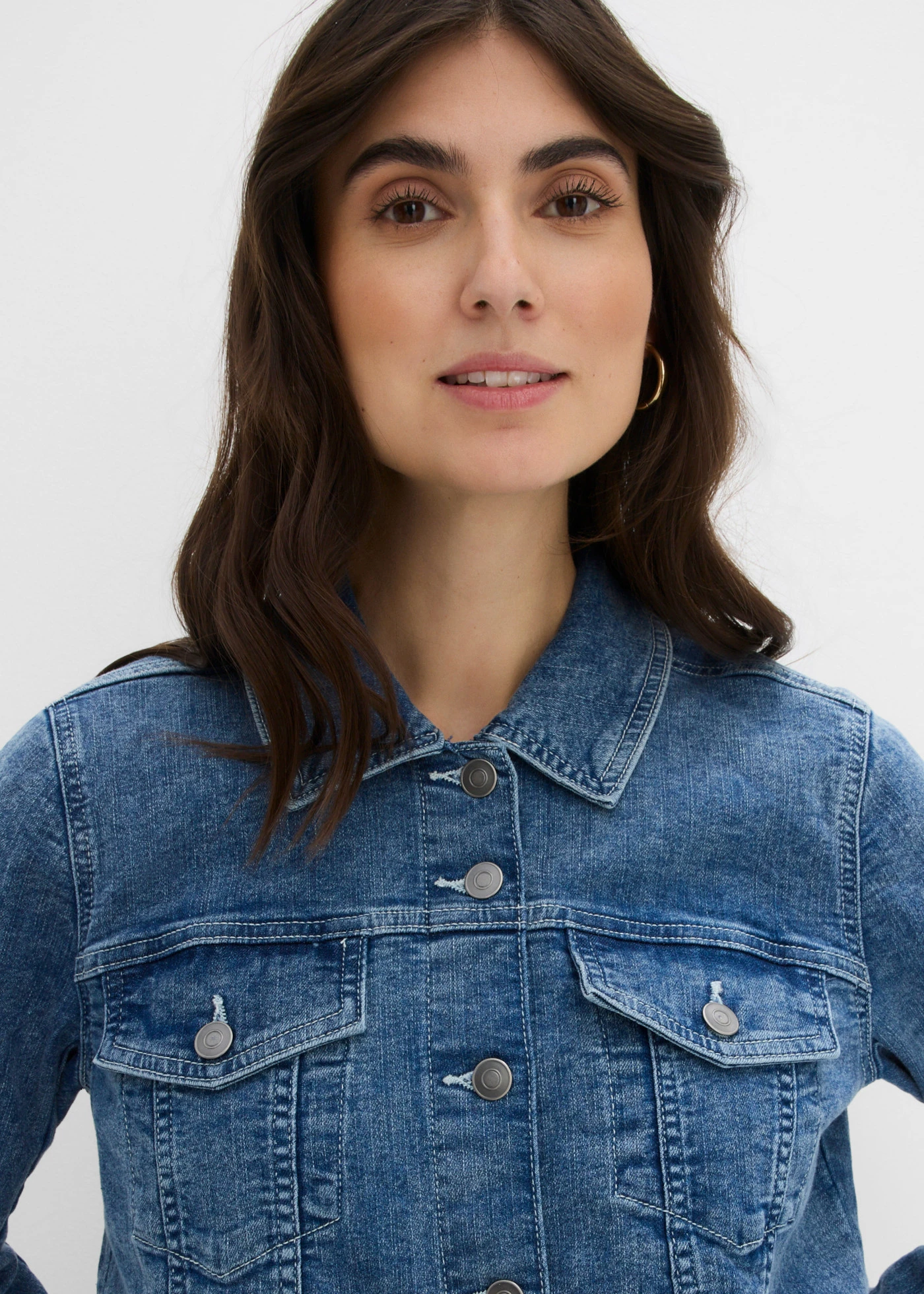 Veste en jean extensible, coupe boyfriend • bleu denim used • Boutique bonprix