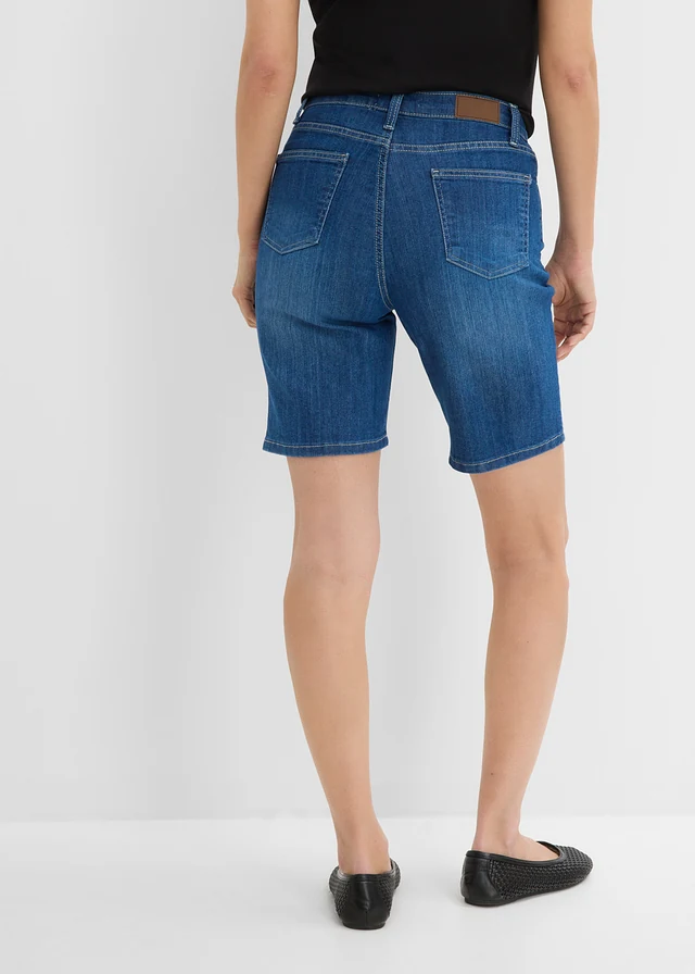 Jeans bermuda, mid waist, Kleur: blauw denim used