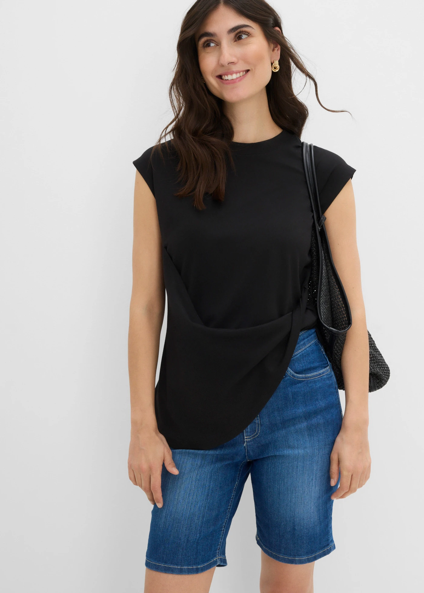 Jeans bermuda, mid waist • blauw denim used • bonprix online shop