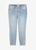 Blugi Skinny Mid Waist, cropped, culoare: bleu denim cu flori