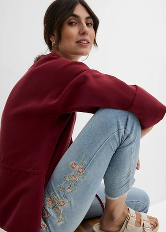 Skinny jeans mid waist, cropped • lichtblauw denim gebloemd • bonprix online shop