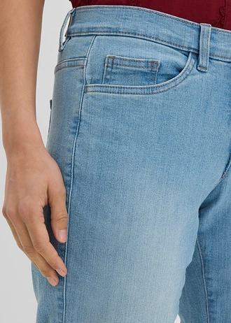 Jeansy ze stretchem, mid waist, prosta nogawka • jasnoniebieski "used" • sklep bonprix