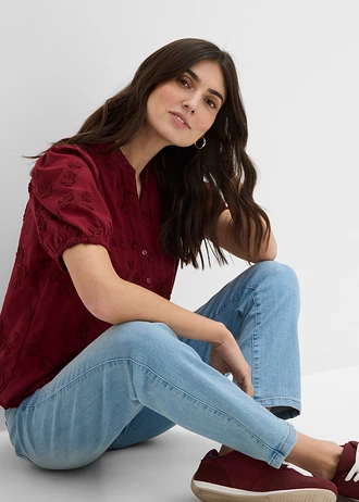 Jean droit taille mi-haute, extensible • bleu clair used • Boutique bonprix