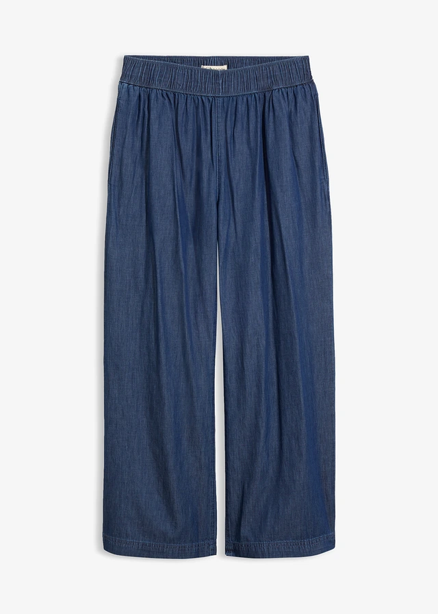 Blugi Wide Leg, High Waist, cropped • albastru denim • magazin bonprix