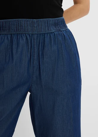 Jeansy wide leg, wysoki stan, krótsza nogawka • niebieski denim • sklep bonprix