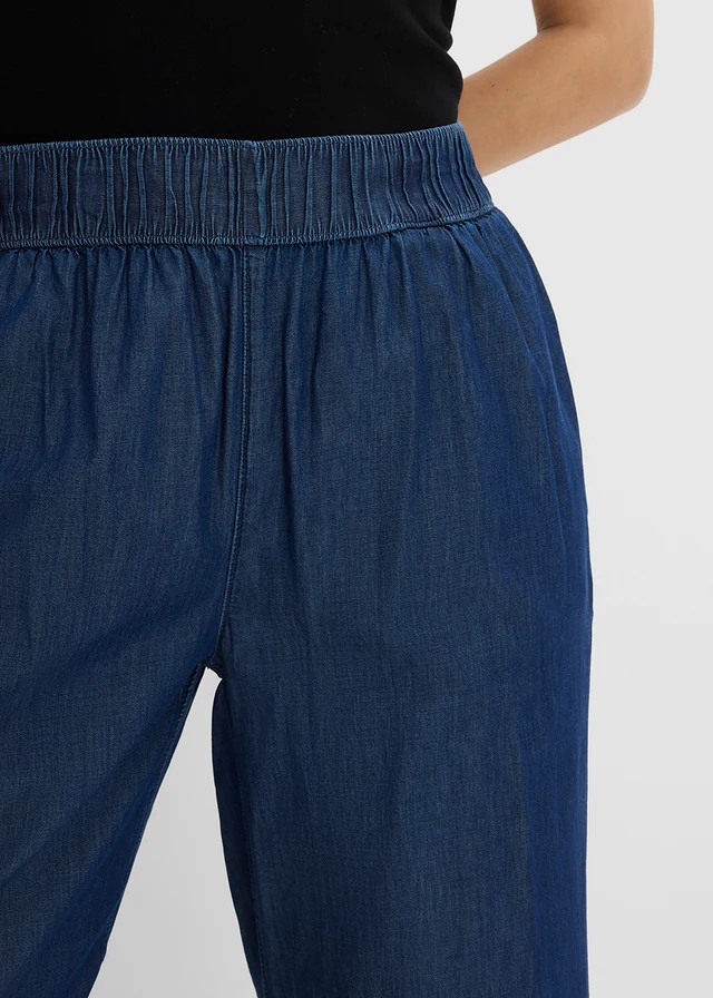 Blugi Wide Leg, High Waist, cropped • albastru denim • magazin bonprix