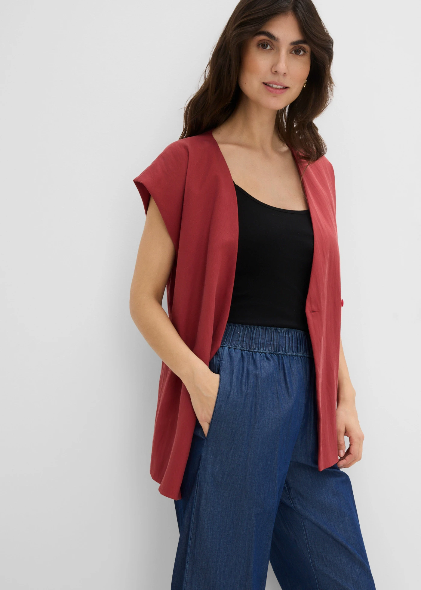 Jean large, taille haute, cropped • bleu denim • Boutique bonprix