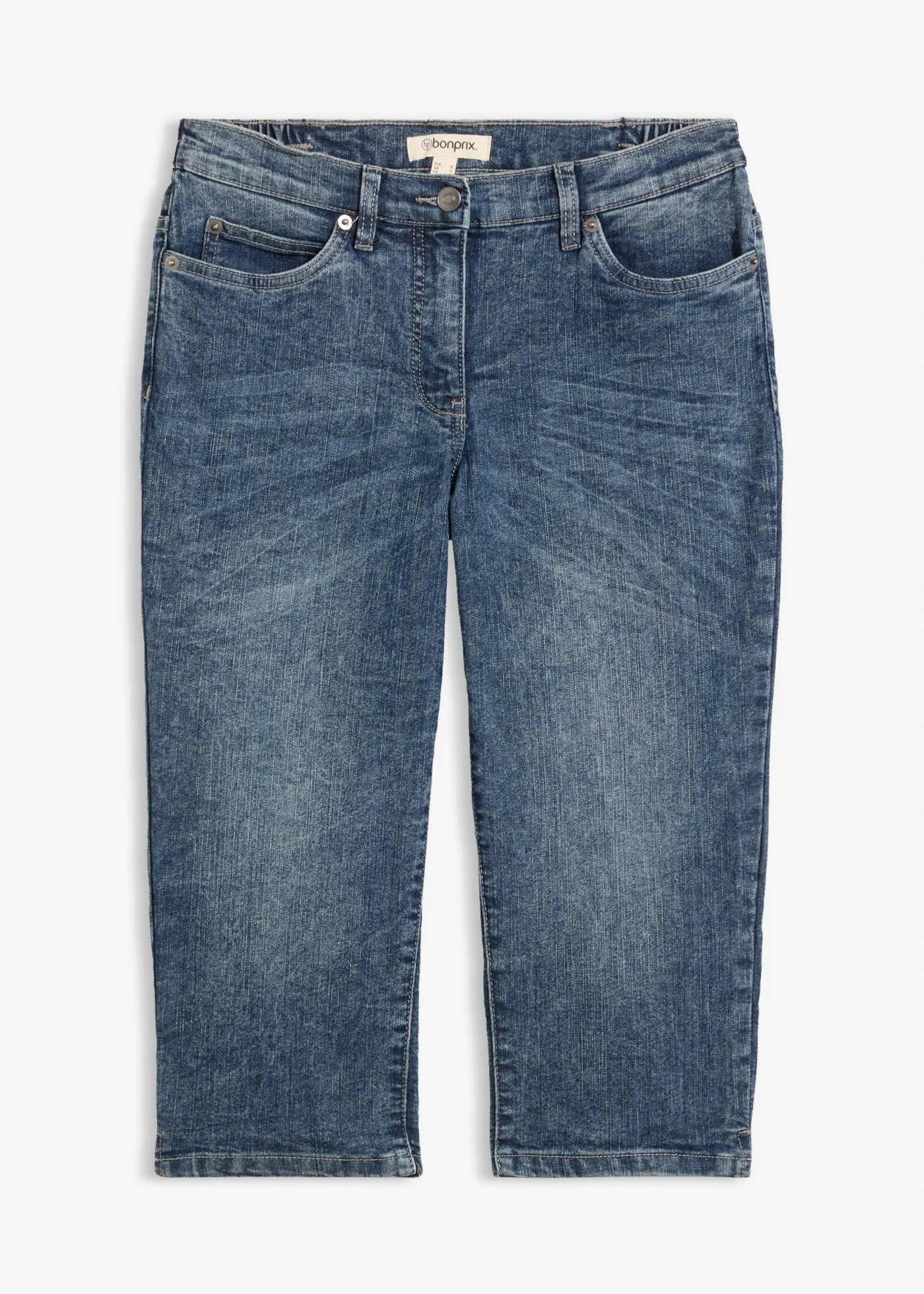 Pantaloni stretch cu talie medie, drepți • albastru întunecat denim • magazin bonprix