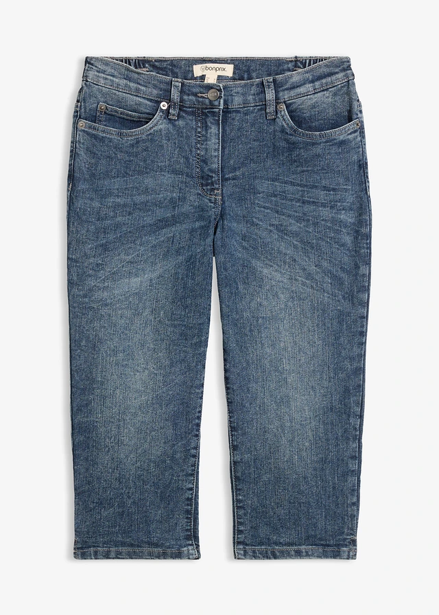 Jean droit, taille mi-haute, extensible