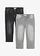 Lot de 2 jeans corsaire, Couleur: gris clair + noir used