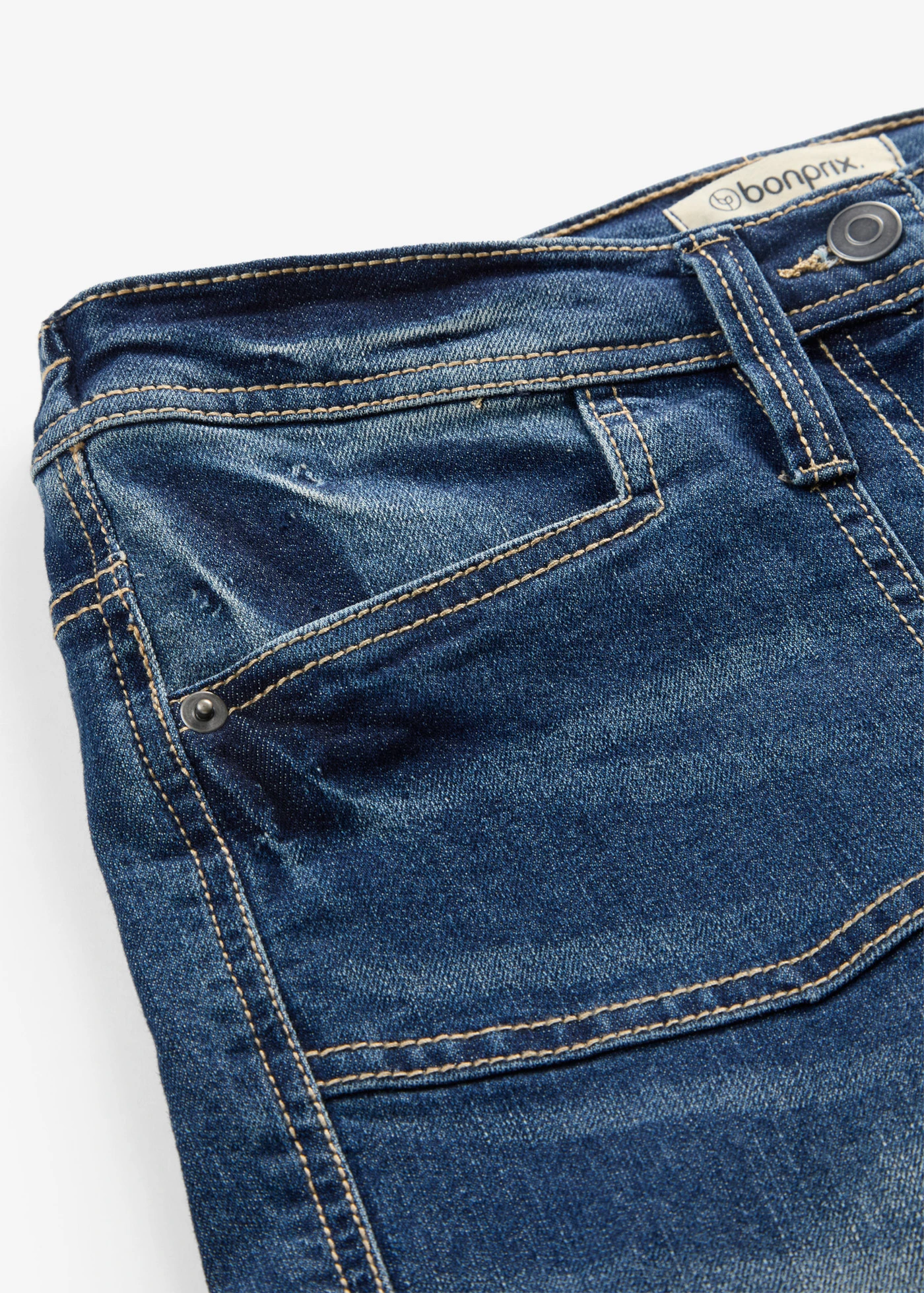 Stretch cargo jeans, mid waist • donkerblauw denim • bonprix online shop