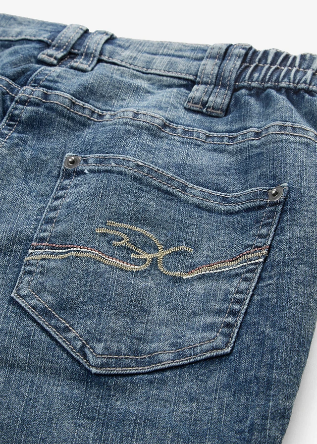 Mid waist stretch jeans, straight • nachtblauw denim • product-page.page-title-suffix