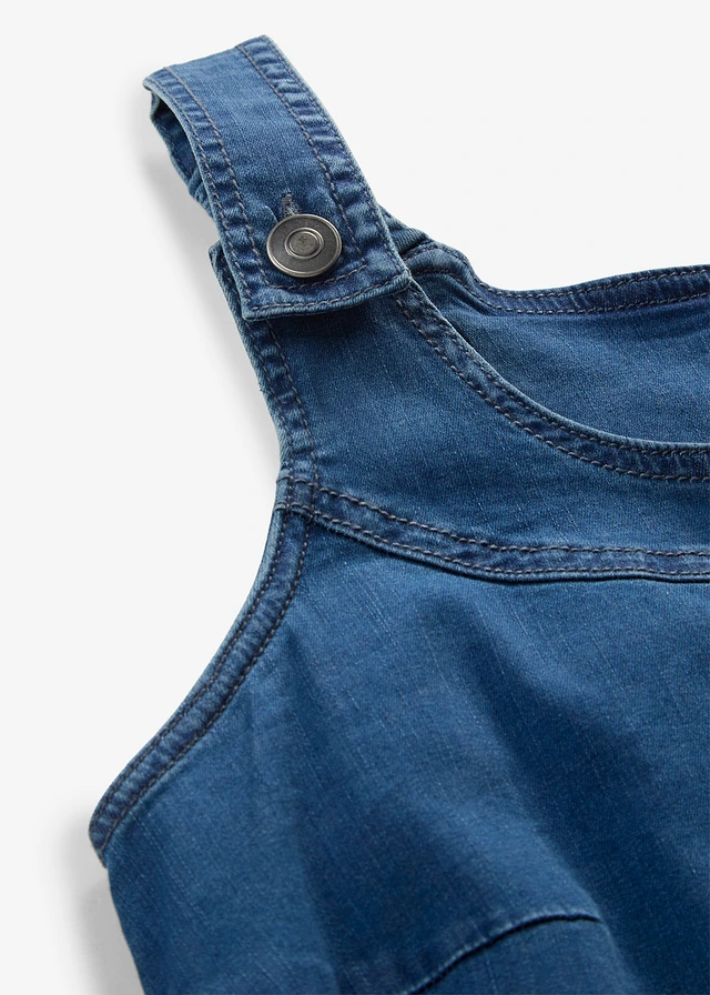 Robe en jean coton avec bretelles de salopette, longueur genou • bleu denim • product-page.page-title-suffix