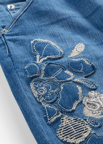 Flared jeans met bloemenborduursel • blue stone gebloemd • bonprix online shop