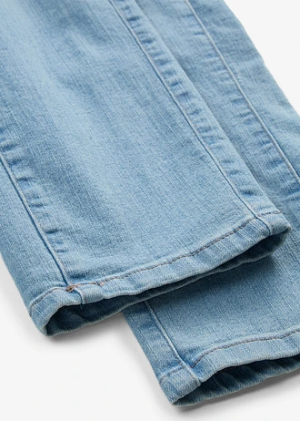 Straight sztreccsfarmer, Mid Waist • világoskék, használt hatású • bonprix áruház