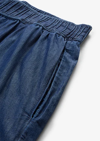 Jeansy wide leg, wysoki stan, krótsza nogawka • niebieski denim • sklep bonprix