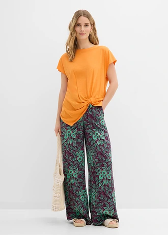 Palazzo broek van soepele viscose • bessen-saliegroen gebloemd • bonprix online shop