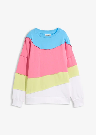 Bluză casual din amestec moale cu bumbac, culoare: roz-flamingo/verde-mentă altele