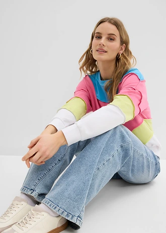 Sweat-shirt doux • rose flamant/vert menthe divers • Boutique bonprix