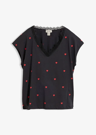 T-shirt 100% coton, Couleur: noir imprimé