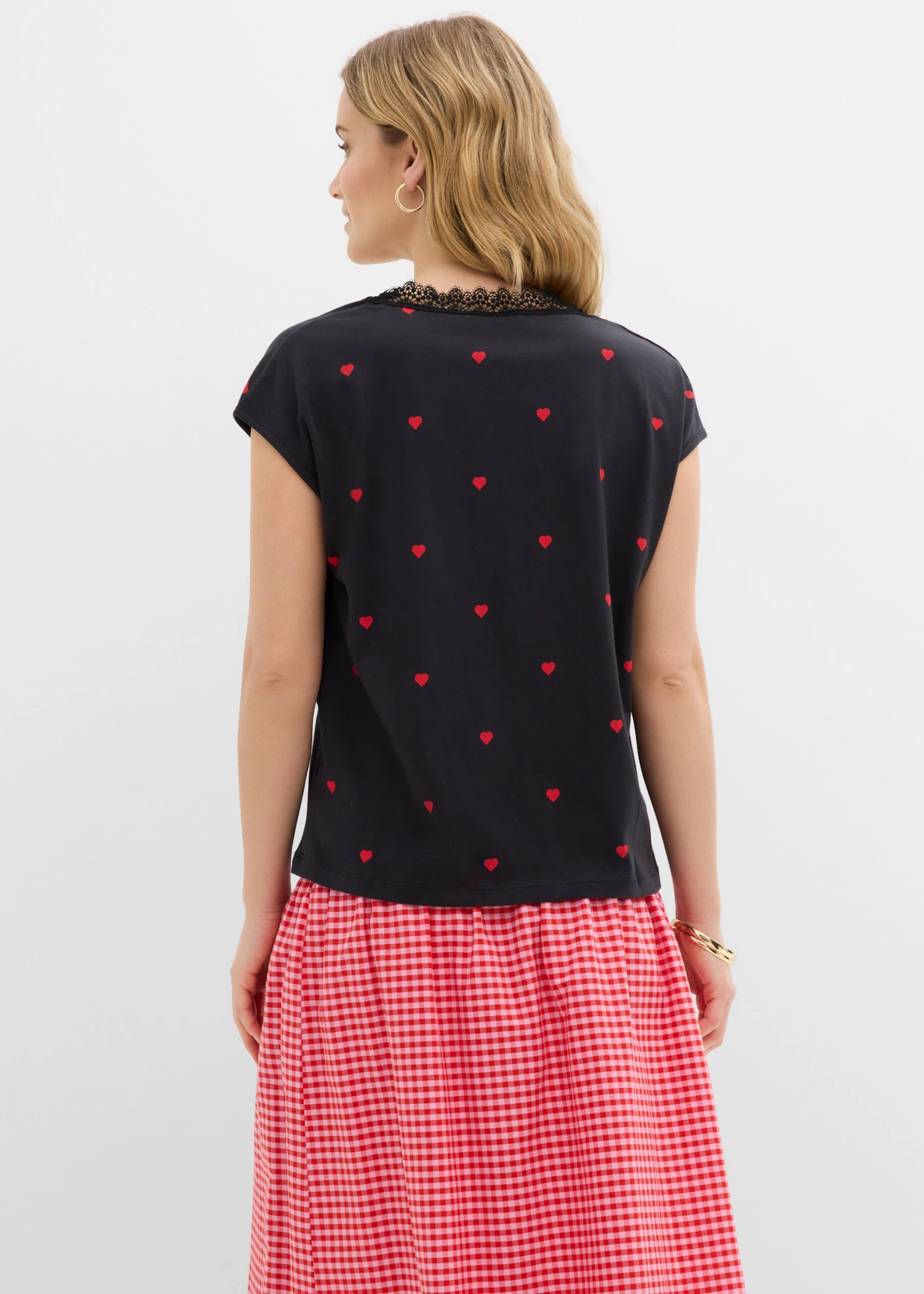 Bluză din bumbac 100% • negru cu imprimeu • magazin bonprix