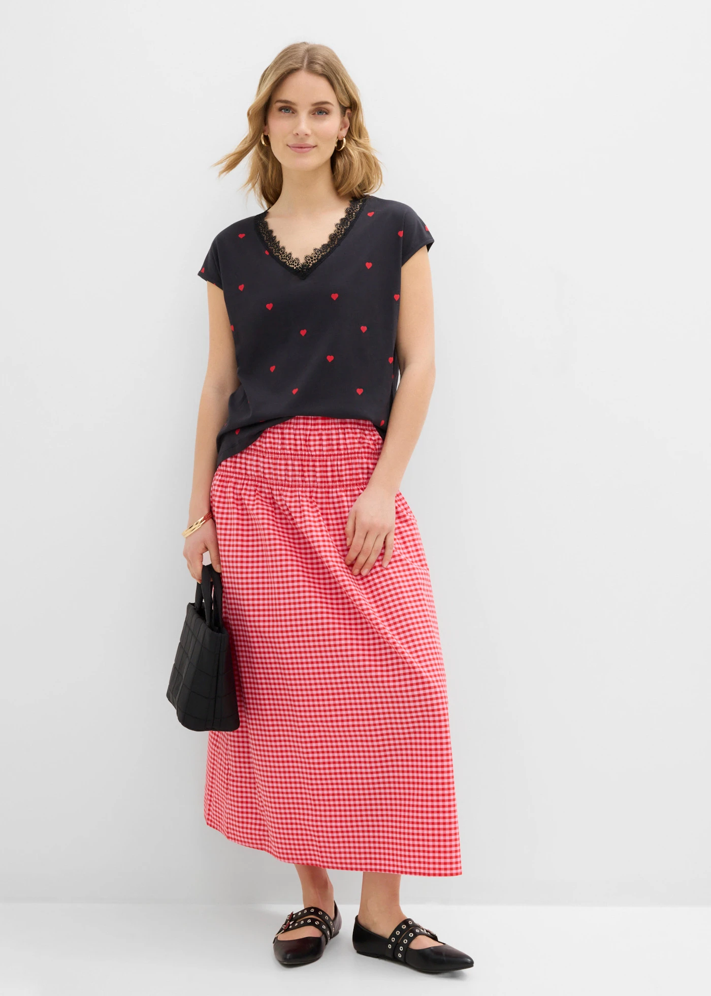 Bluză din bumbac 100% • negru cu imprimeu • magazin bonprix