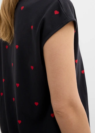 Bluză din bumbac 100% • negru cu imprimeu • magazin bonprix