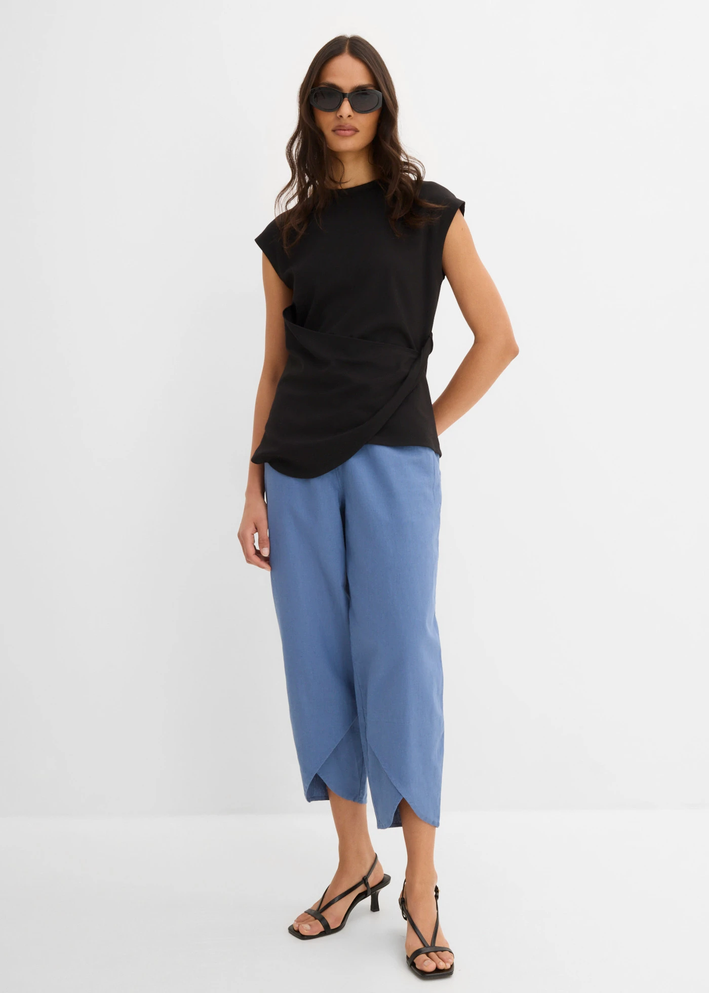 3/4 broek in een lichte linnenmix • jeansblauw • bonprix online shop