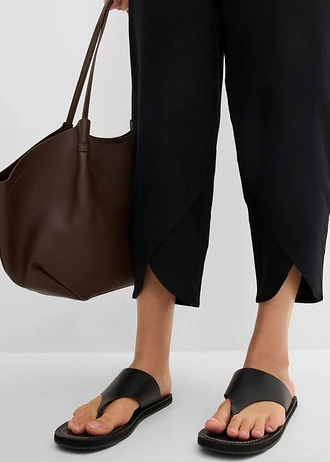 3/4 broek in een lichte linnenmix • zwart • bonprix online shop