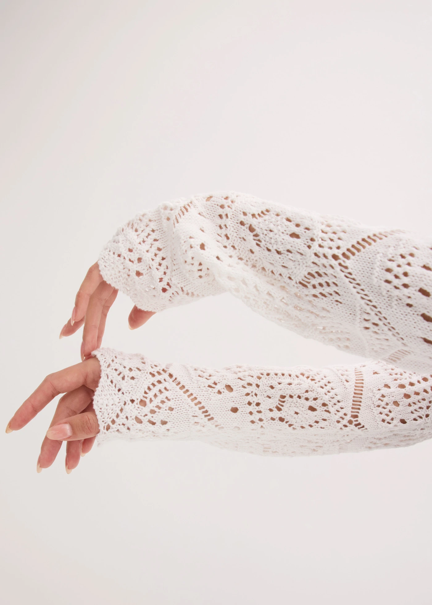 Gilet en maille ajourée • blanc • Boutique bonprix