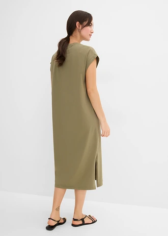 Jersey jurk van een biologisch katoenmix • olijfgroen • bonprix online shop