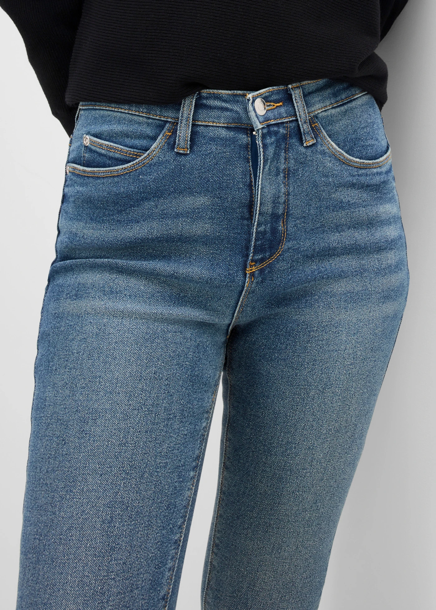 Jeansy skinny, high waist • niebieski kamienny • sklep bonprix