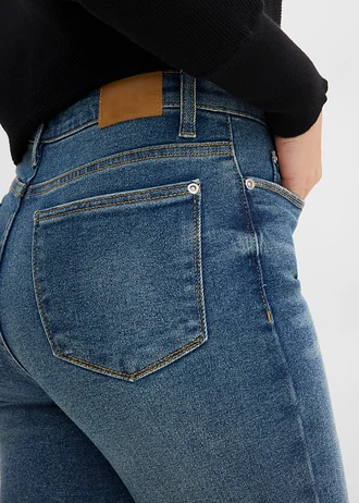 Jeansy skinny, high waist • niebieski kamienny • sklep bonprix